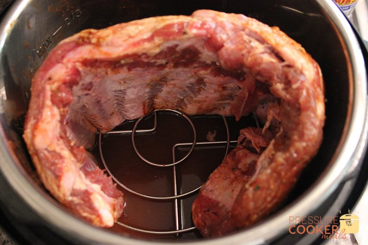 Instant Pot Country Style Ribs raw in pressure cooker